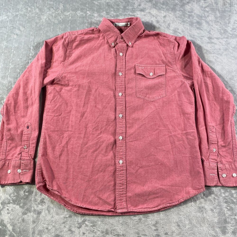 Criquet Shirt Mens Medium Red Long Sleeve Preppy Casual Office Organic Cotton
